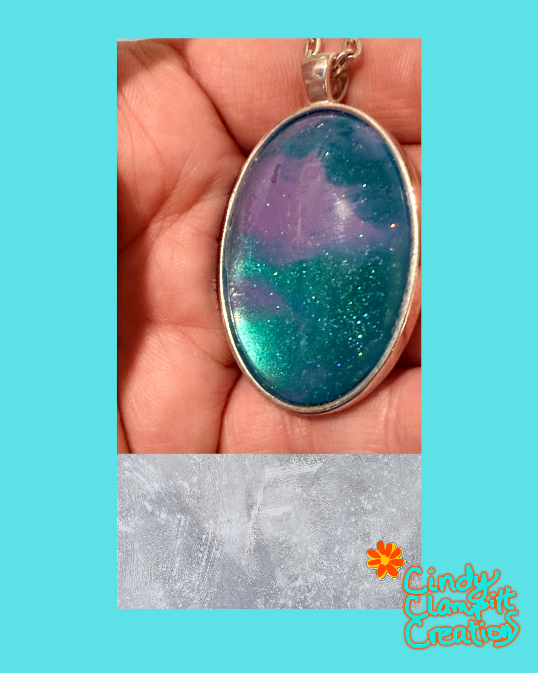 Glass Necklace - Purple and Green Sparkle