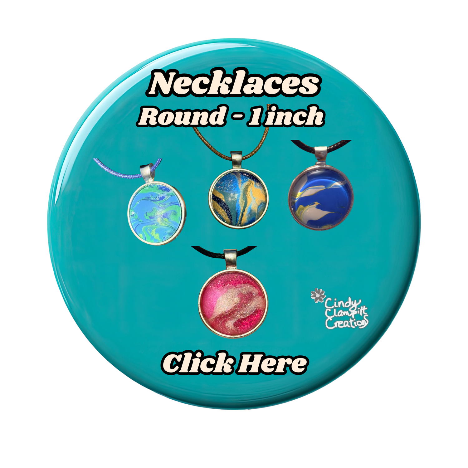 Hand Painted Necklaces - Round - 1 inch