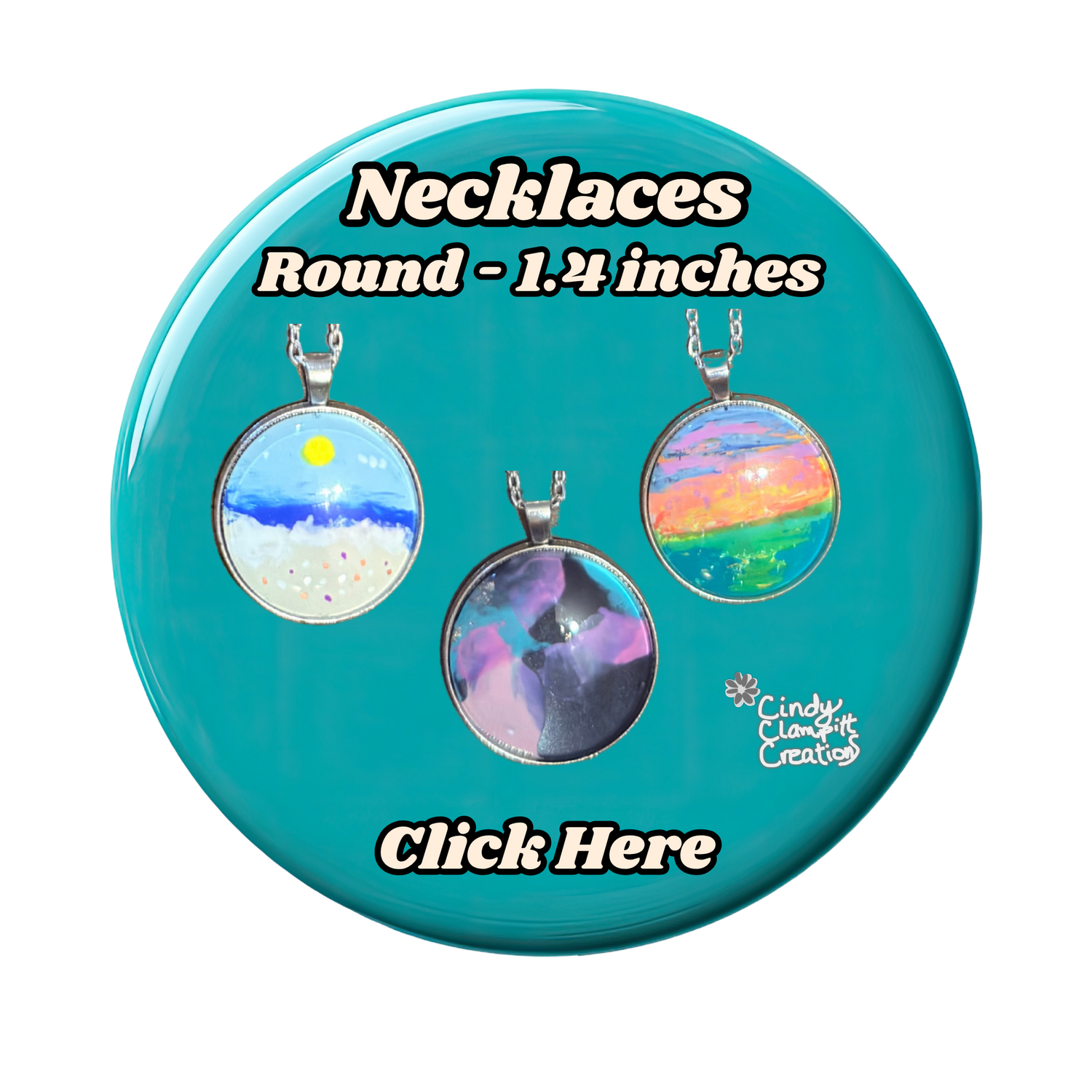 Hand Painted Necklaces - Round - 1.4 inches