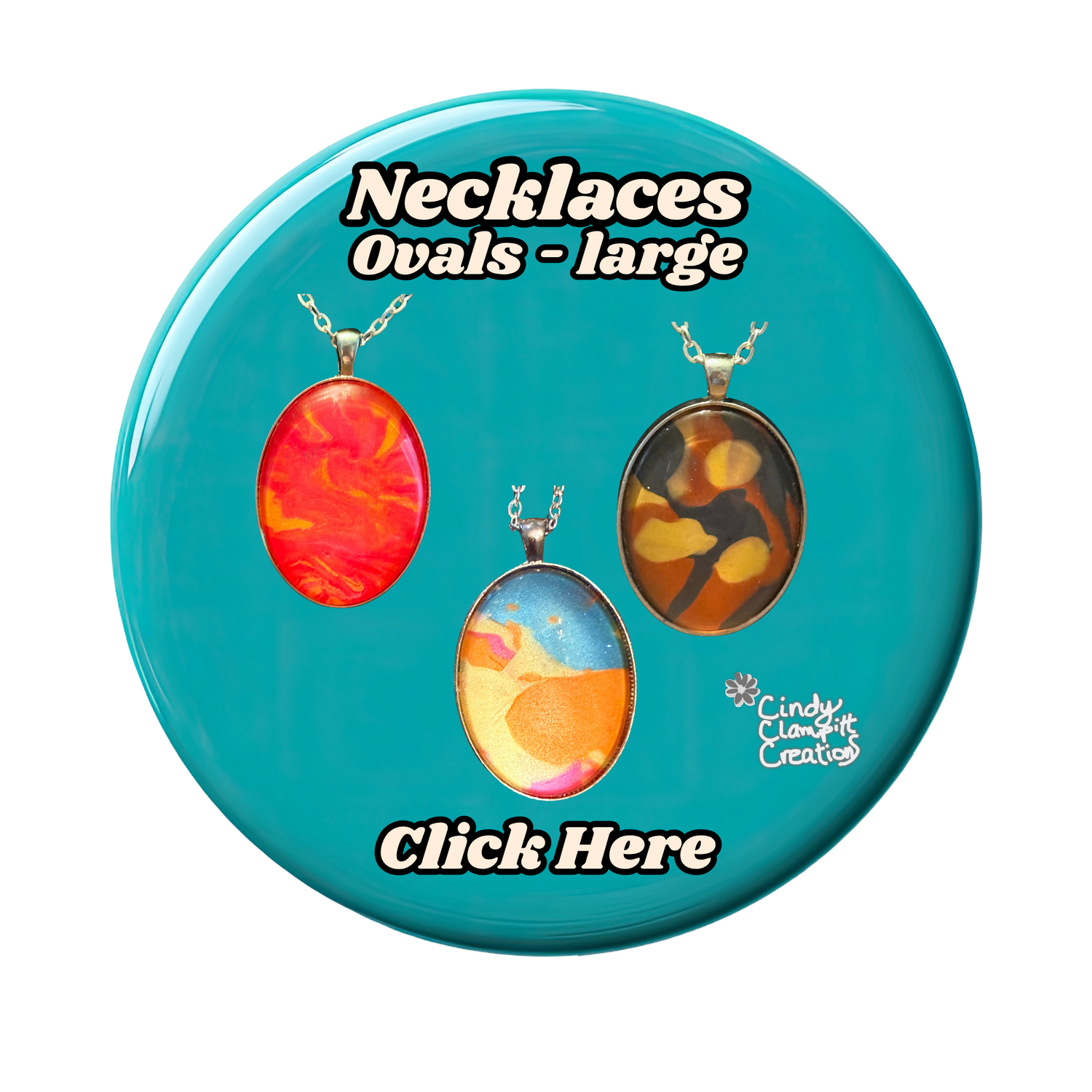 Hand painted Necklaces - Oval - Large