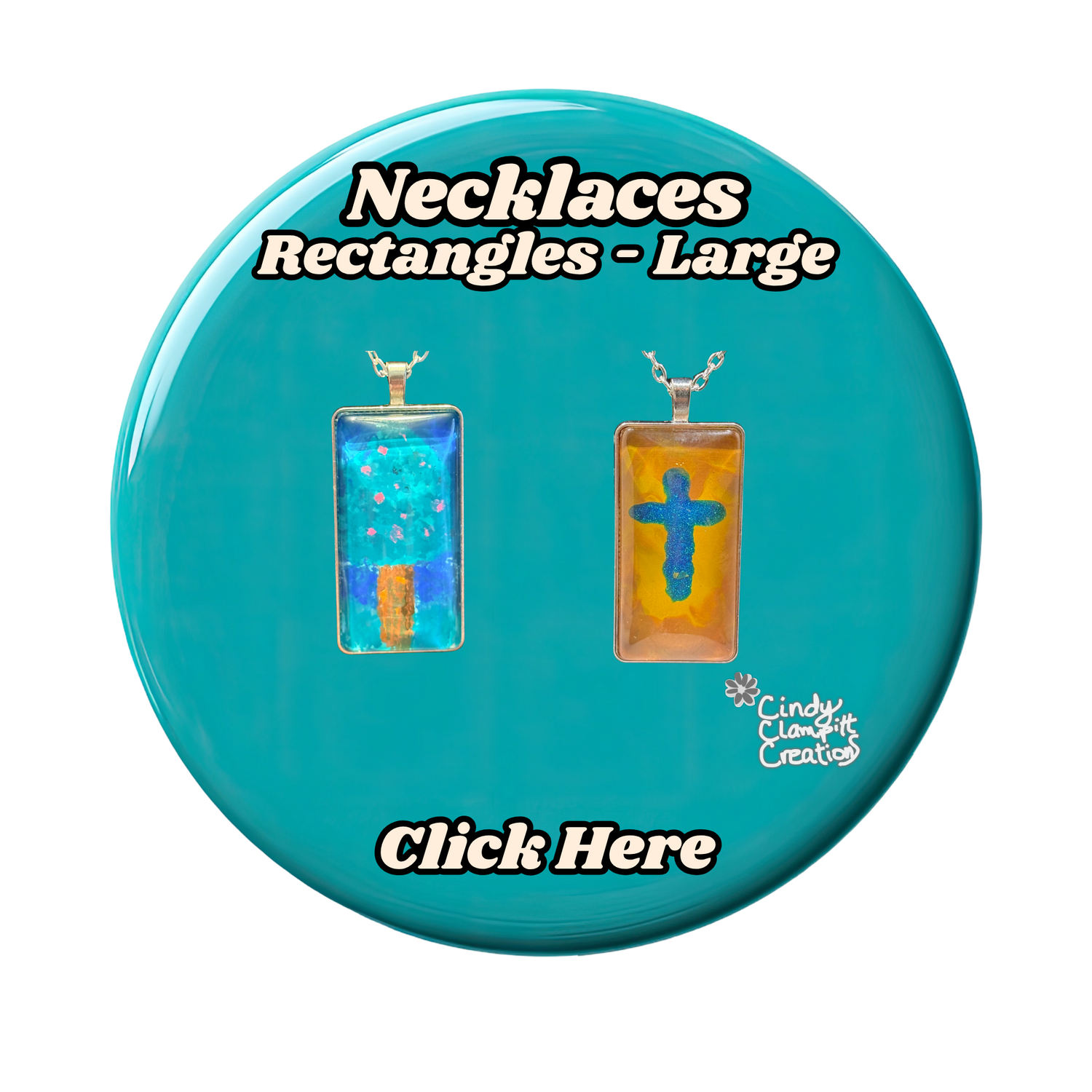 Hand Painted Necklaces - Rectangle - Large
