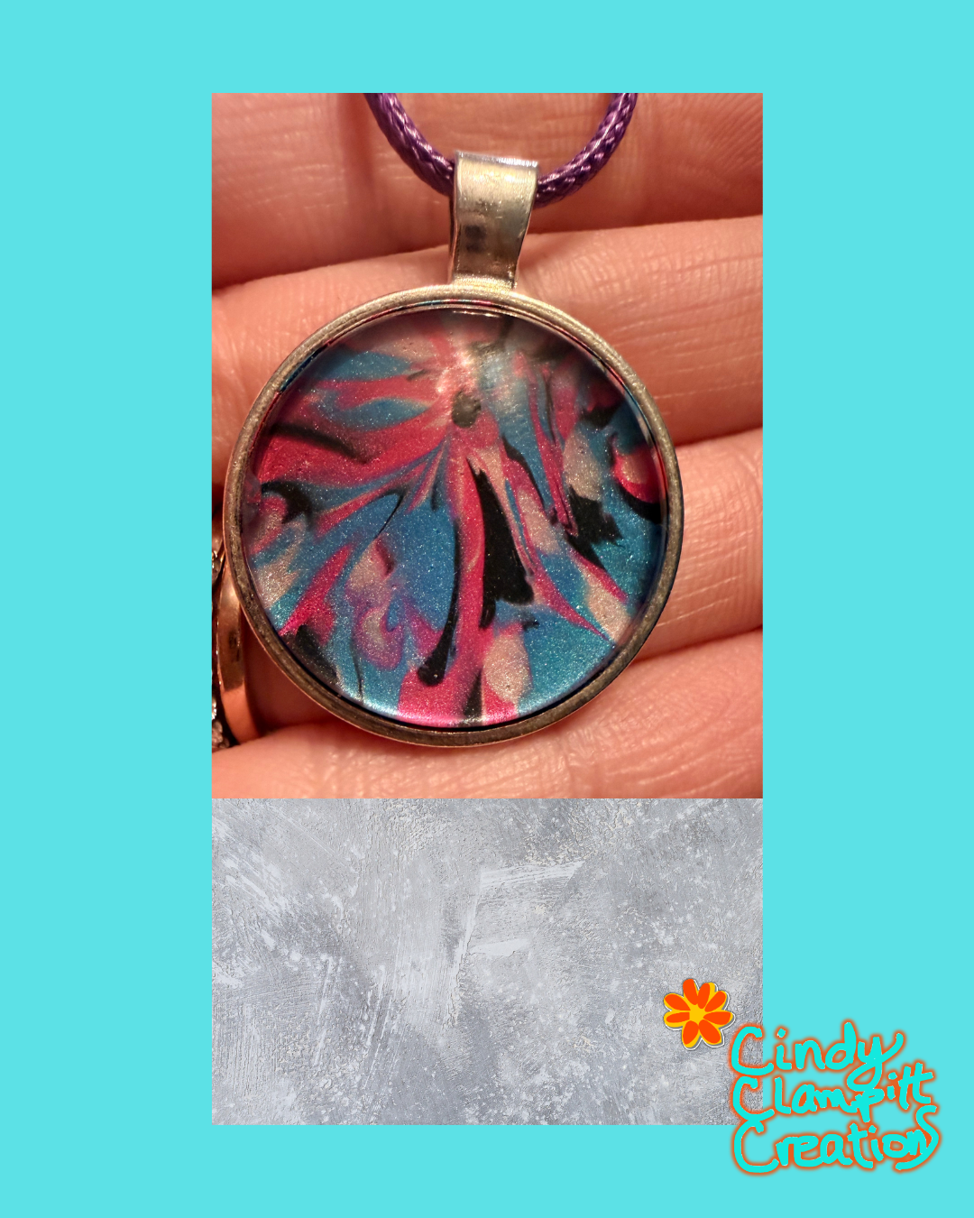 Blue and Pink Swirl Necklace