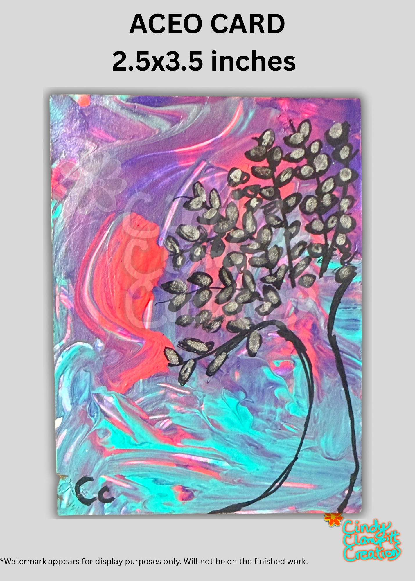 Mini Art - ACEO Card - Colorful Tree Abstract