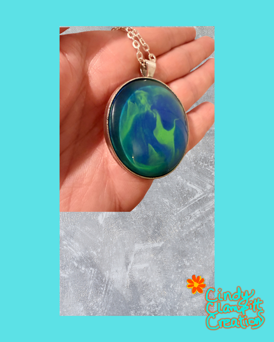 Blue and Green Swirl Necklace
