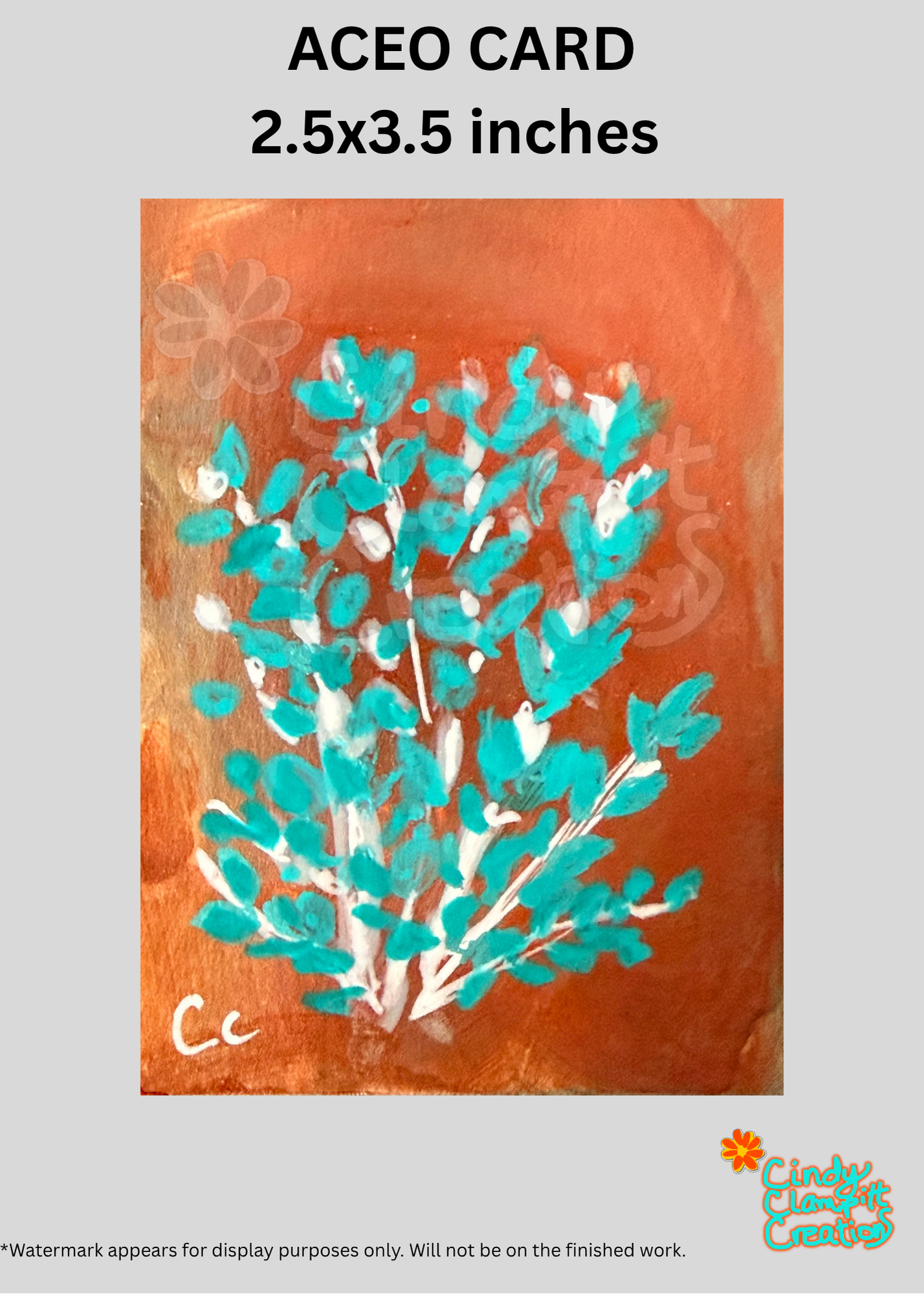Mini Art - ACEO Card - Green Bush in Bronze