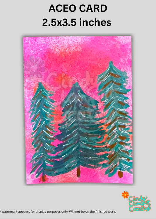 Mini Art - ACEO Card - Pink Skies