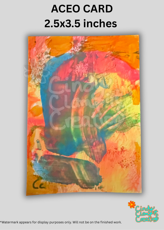 Mini Art - ACEO Card - Neon Abstract
