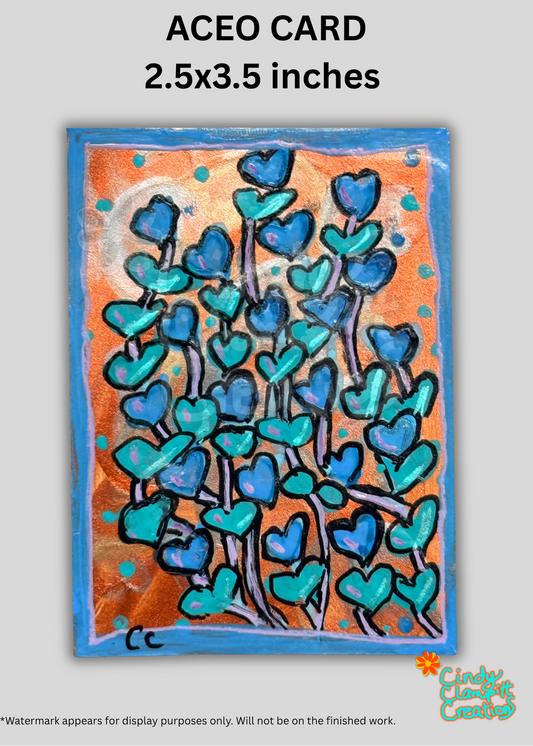 Mini Art - ACEO Card - Blue Blooms I
