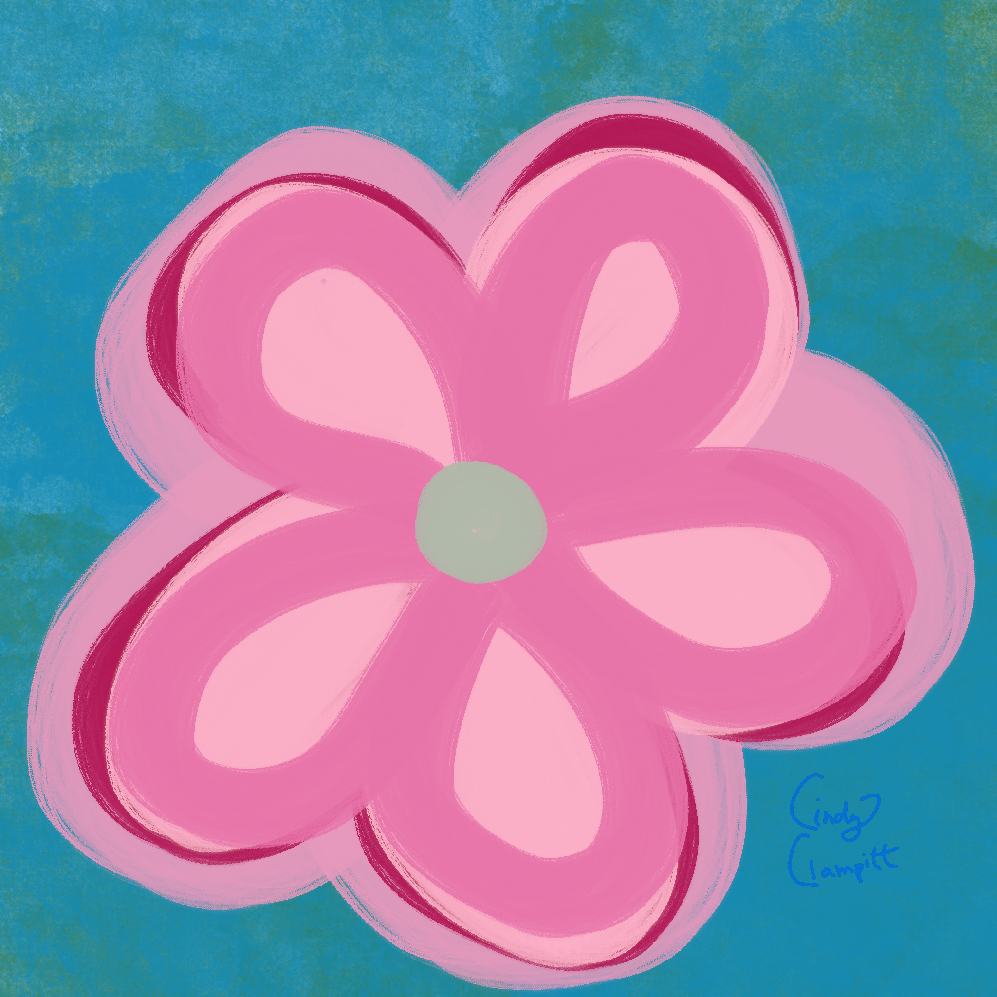 Pink Flower Sticker - 3 Inches image 0