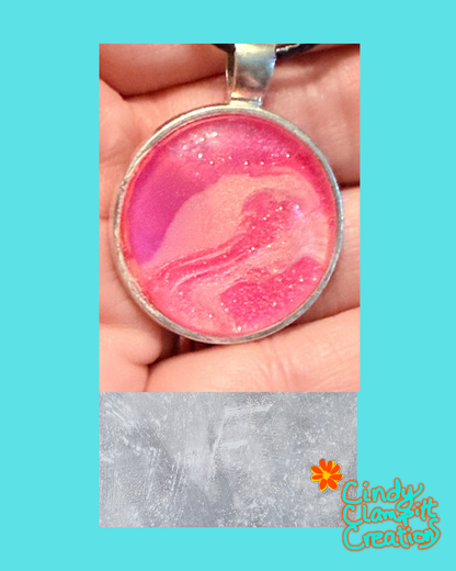 Hand Painted Pink Round Necklace