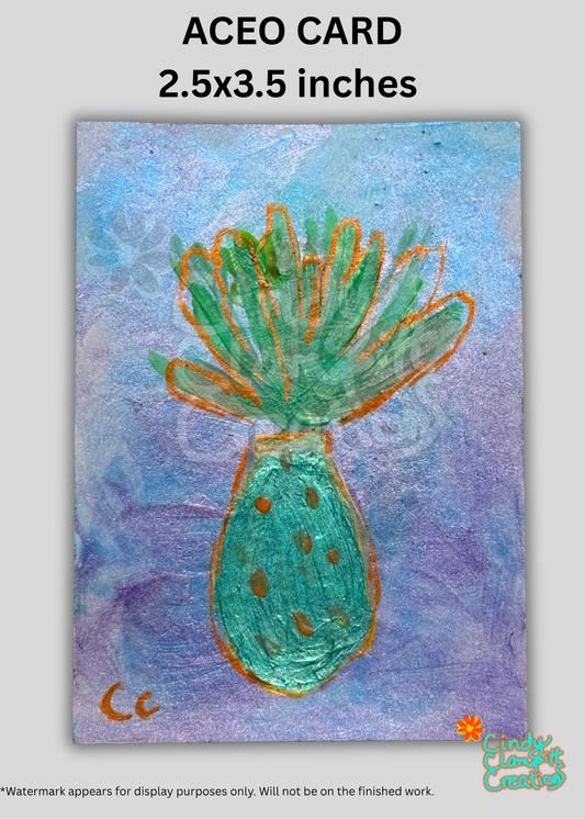 Mini Art - ACEO Card - Whimsical Plant