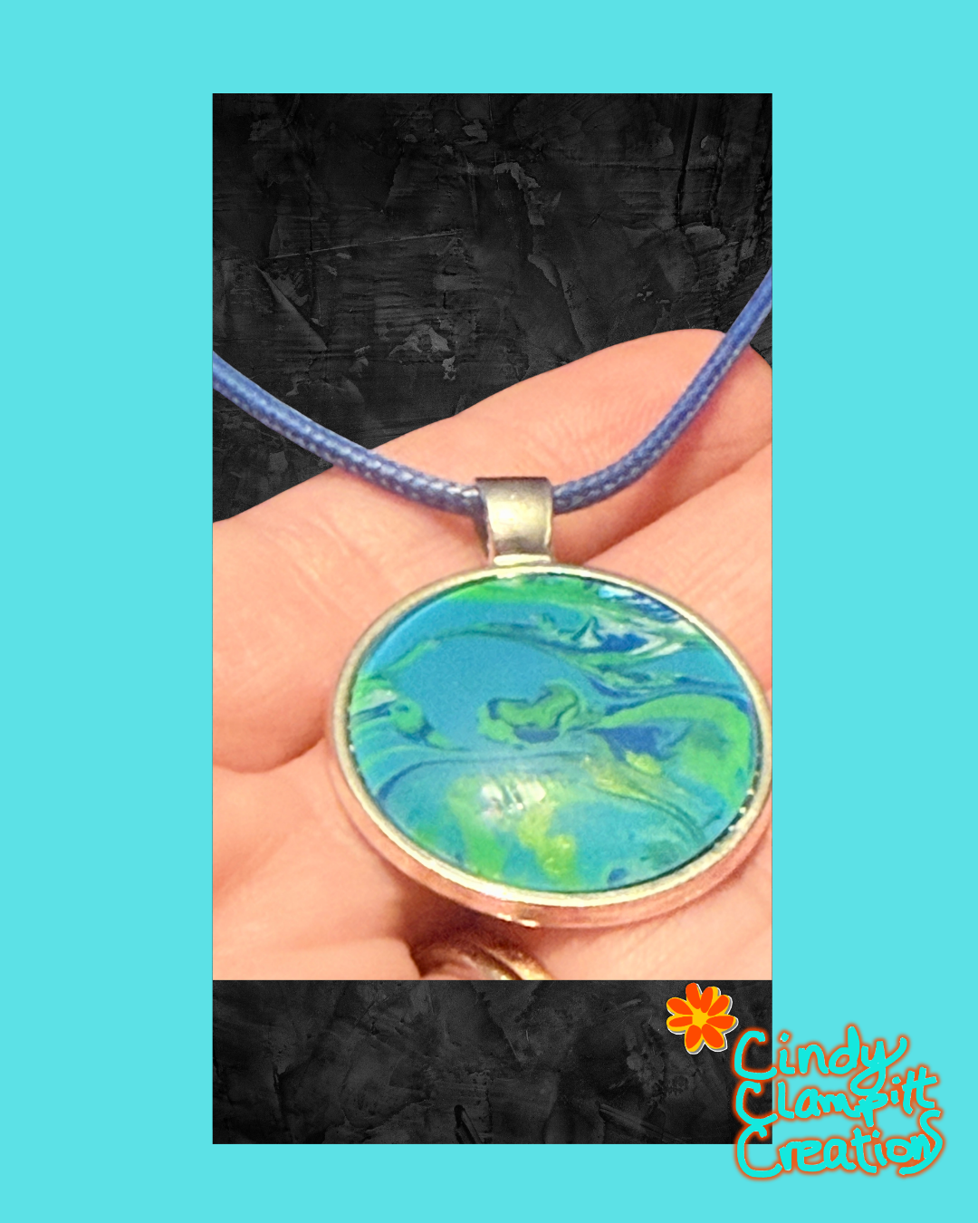 Blue Marbled Necklace