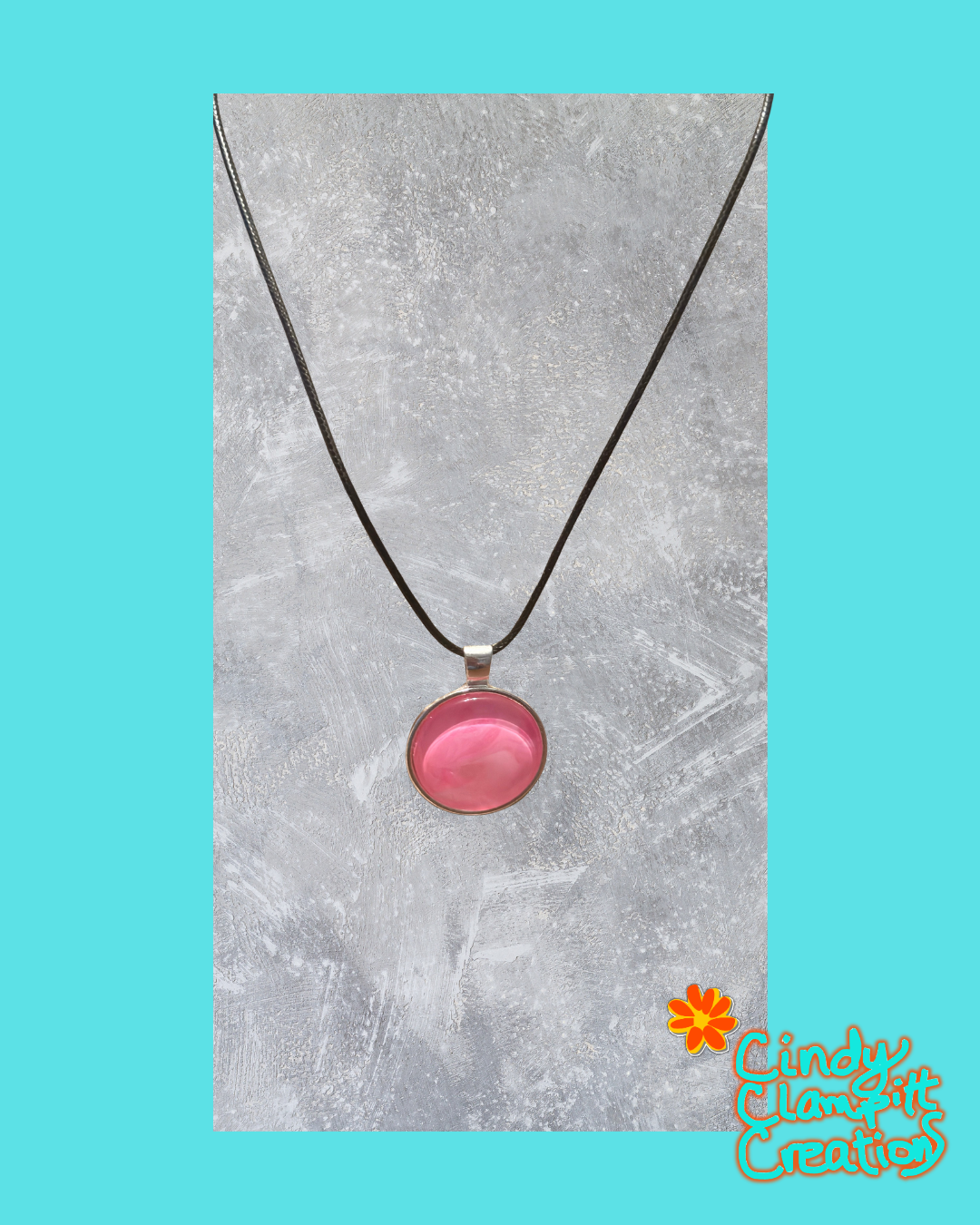 Hand Painted Pastel Pink Round Necklace