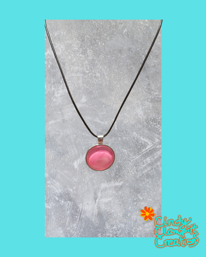 Hand Painted Pastel Pink Round Necklace