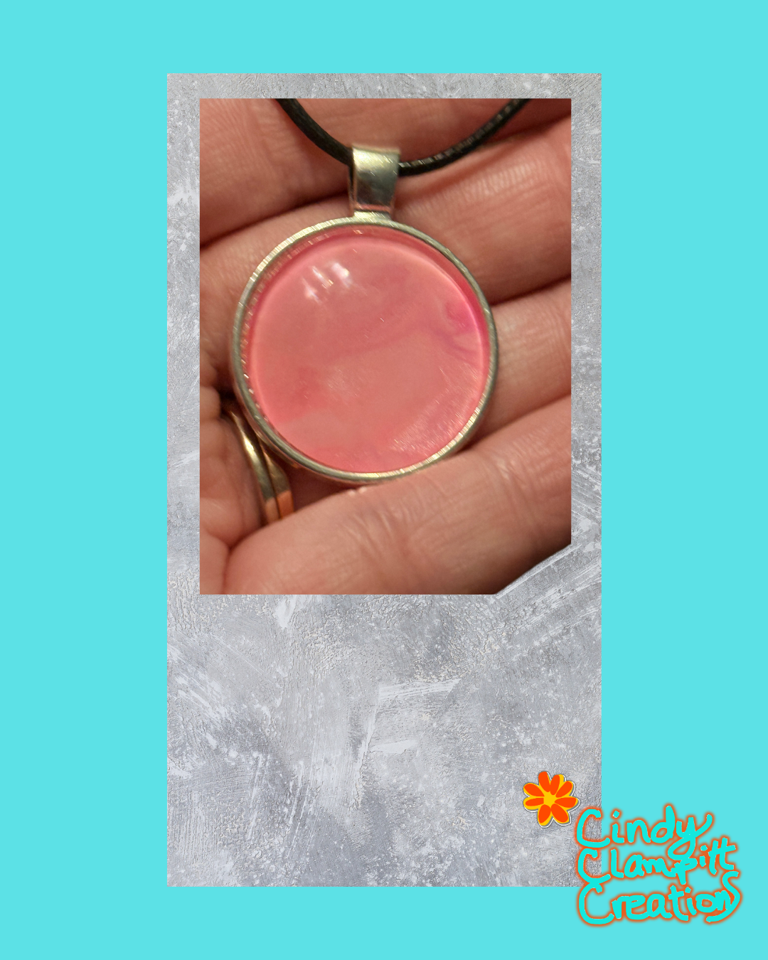 Hand Painted Pastel Pink Round Necklace