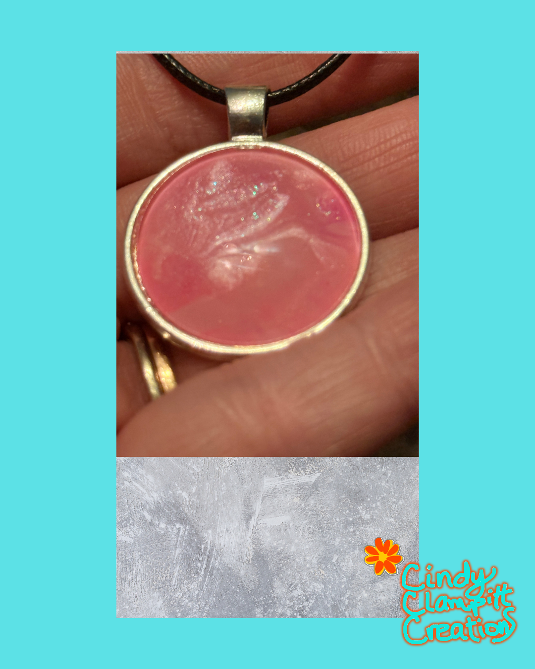 Hand Painted Pastel Pink Round Necklace