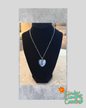 Silver & Sky Heart Necklace — Hand-Painted Wearable Art