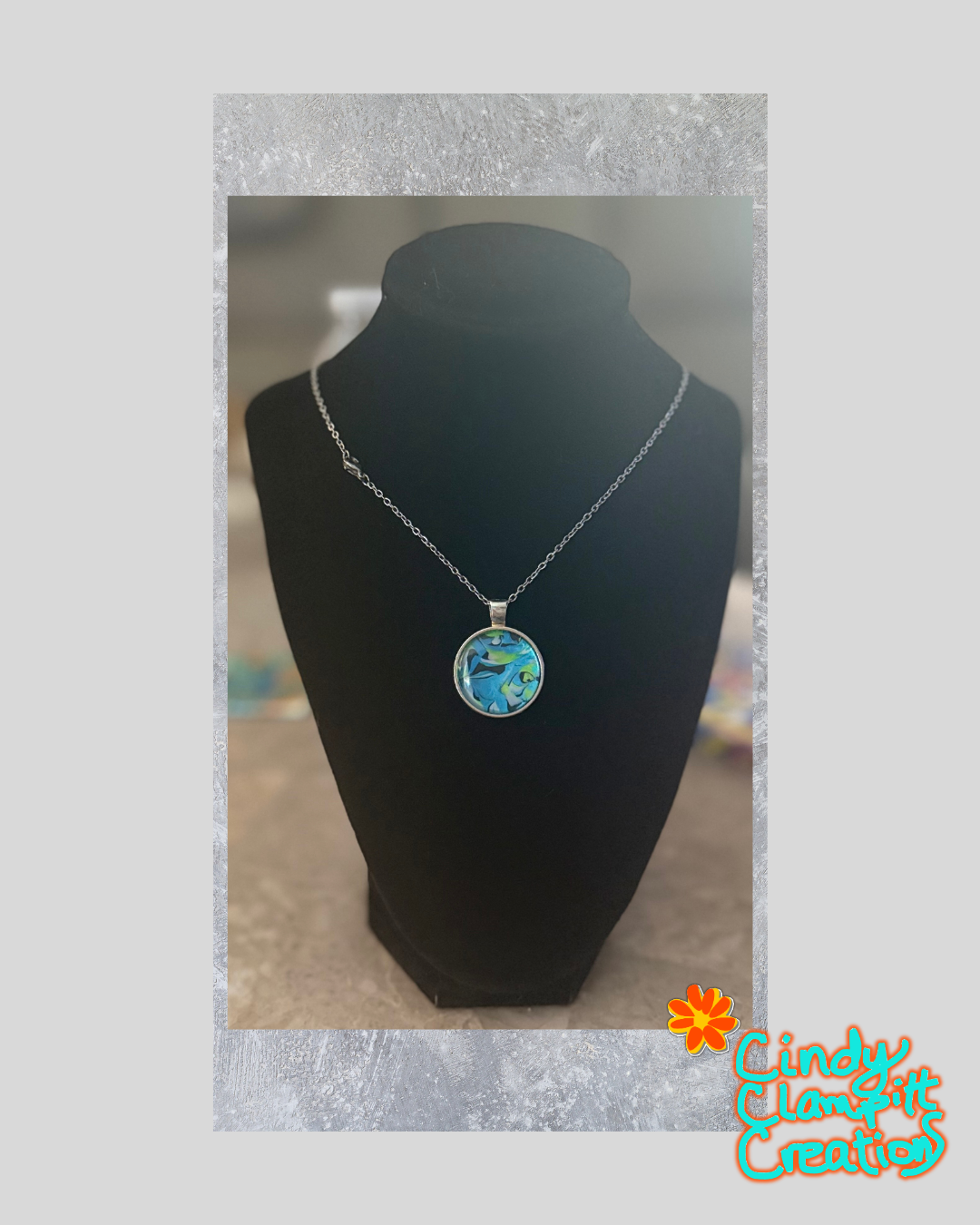 Ocean Swirl Necklace — Hand-Painted Wearable Art