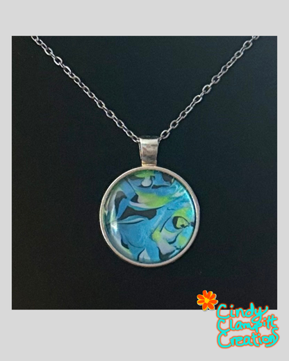 Ocean Swirl Necklace — Hand-Painted Wearable Art