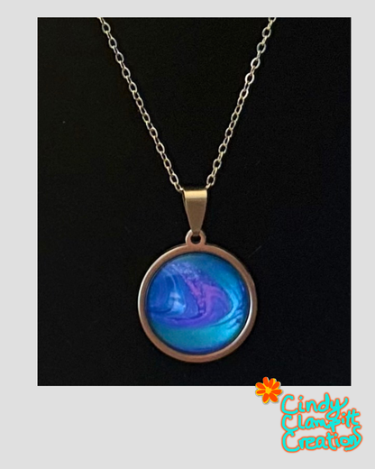 Aurora Wave - Hand Painted Pendant Necklace