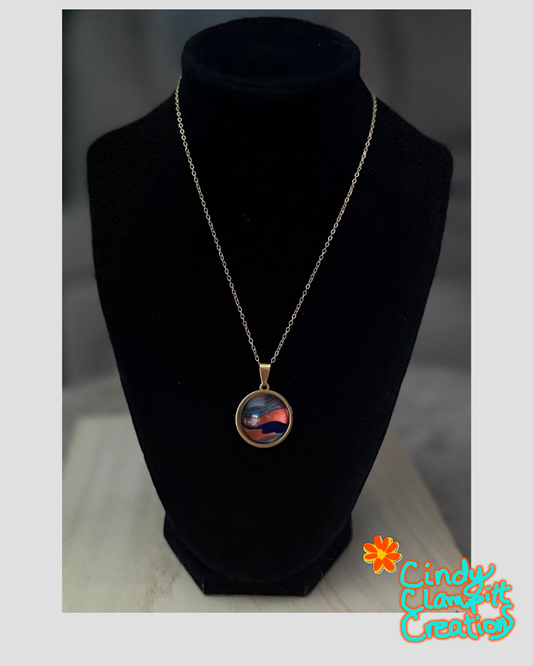 Desert Dusk - Hand Painted Pendant Necklace