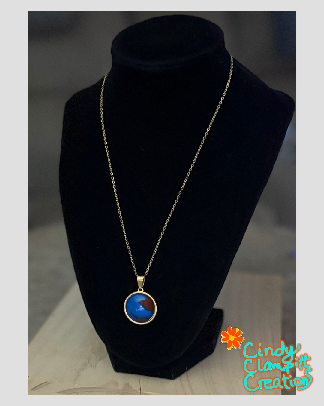 Cranberry Tide - Hand Painted Pendant Necklace