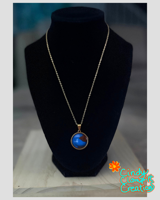 Cranberry Tide - Hand Painted Pendant Necklace