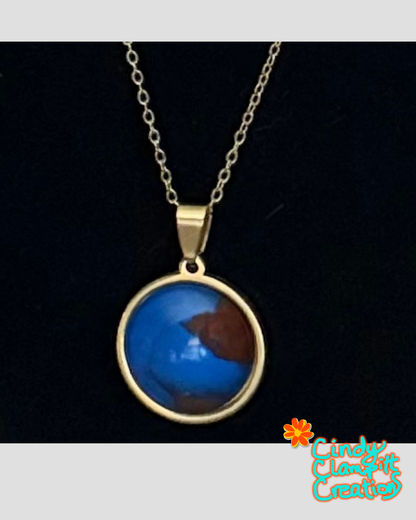 Cranberry Tide - Hand Painted Pendant Necklace