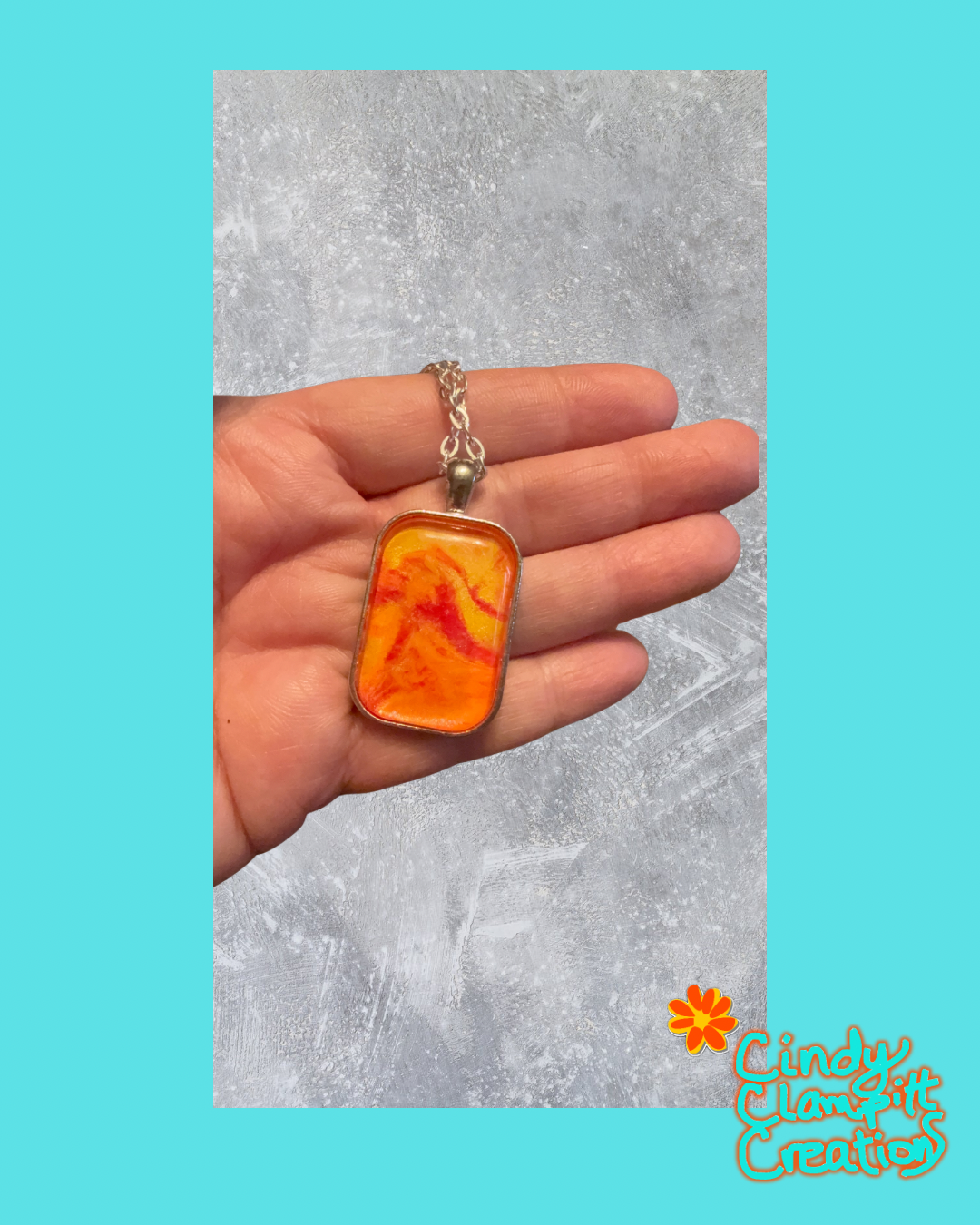 Red, Yellow and Orange Rectangle Necklace