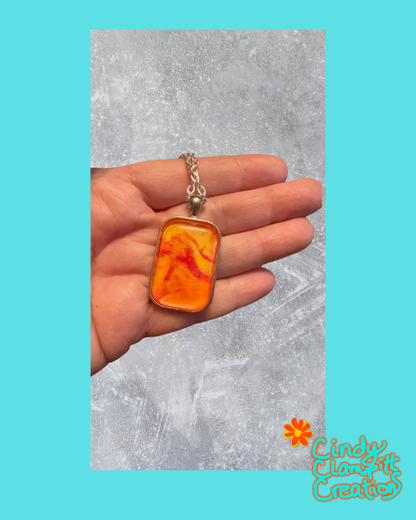 Red, Yellow and Orange Rectangle Necklace