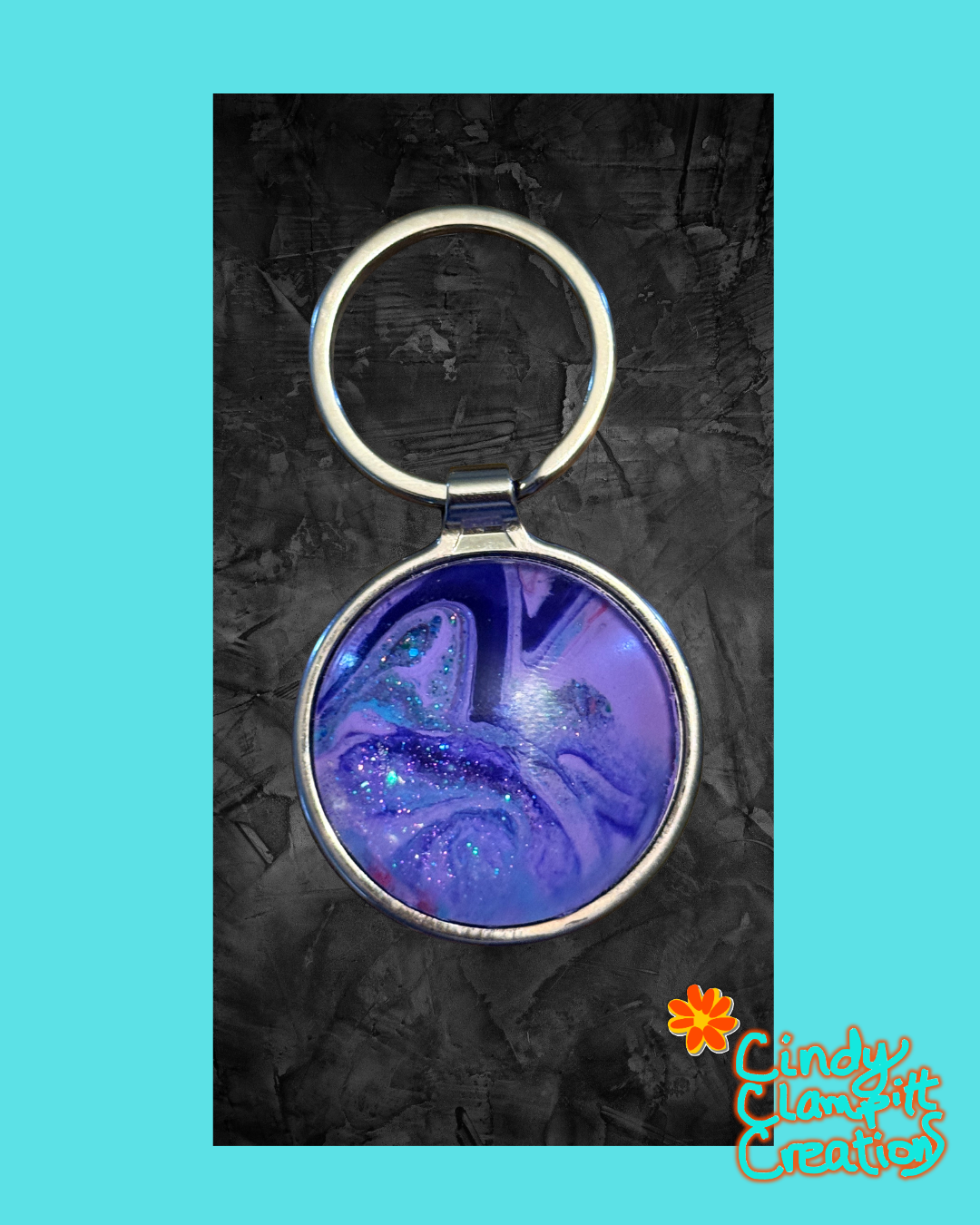 Purple and Blue Swirl Keychain