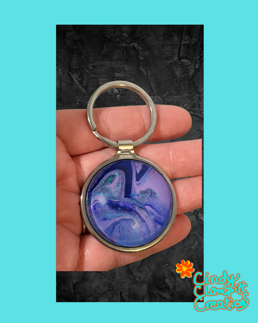 Purple and Blue Swirl Keychain