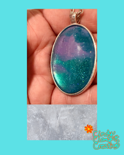 Glass Necklace - Purple and Green Sparkle