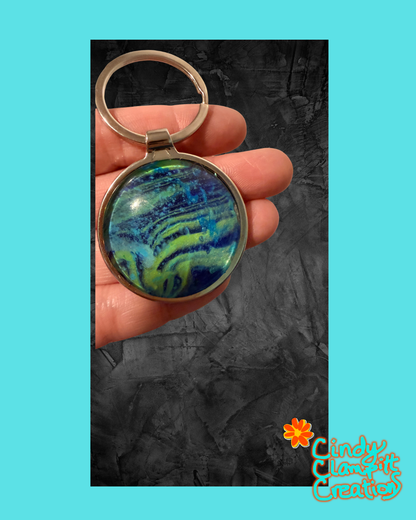 Green and Blue Speckled Keychain