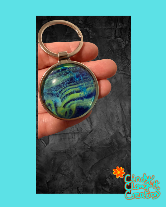 Green and Blue Speckled Keychain