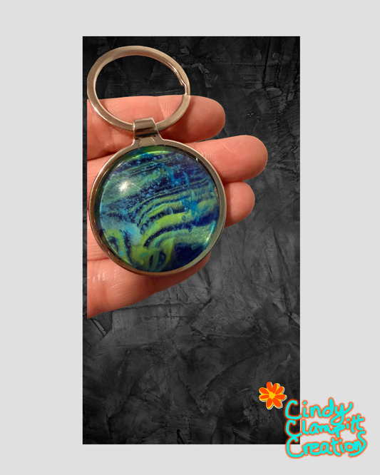 Green and Blue Speckled Keychain