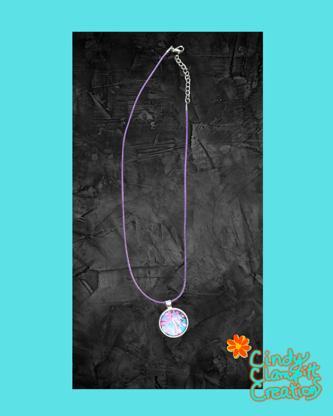 Blue and Pink Swirl Necklace