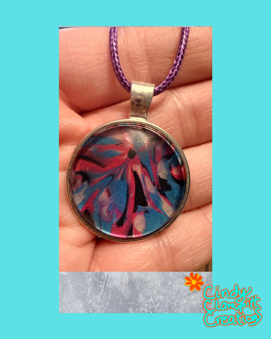 Blue and Pink Swirl Necklace