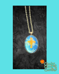 Gold Cross in Blue - Oval