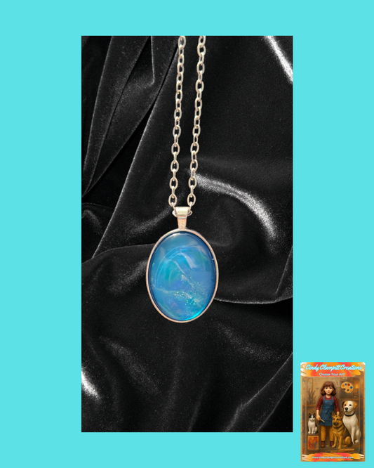 Blue and Green Small Oval Necklace