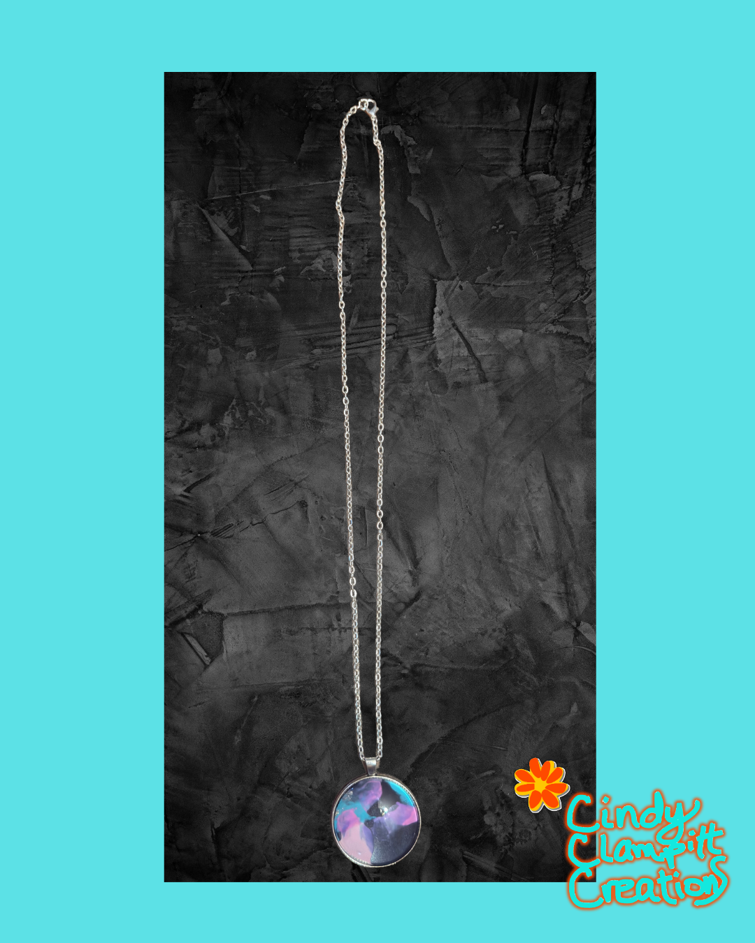 Purple Pink and Black Abstract Necklace