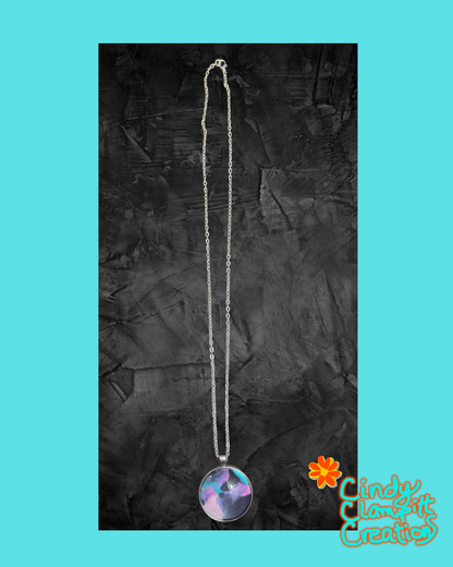 Purple Pink and Black Abstract Necklace
