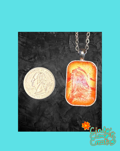 Red, Yellow and Orange Rectangle Necklace