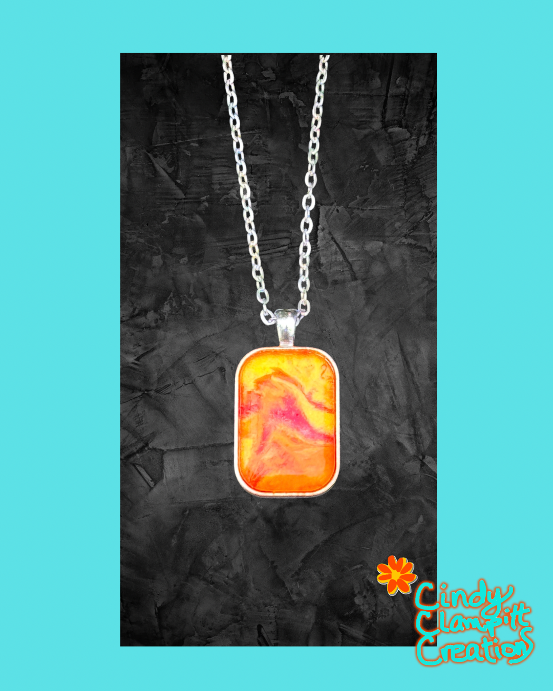 Red, Yellow and Orange Rectangle Necklace