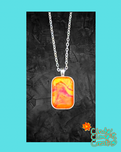 Red, Yellow and Orange Rectangle Necklace