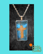 Rectangle Necklace - Gold Cross in Blue